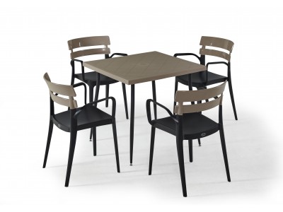 Градински комплект BERMUDA set 4 (черно/пясъчно бежово)